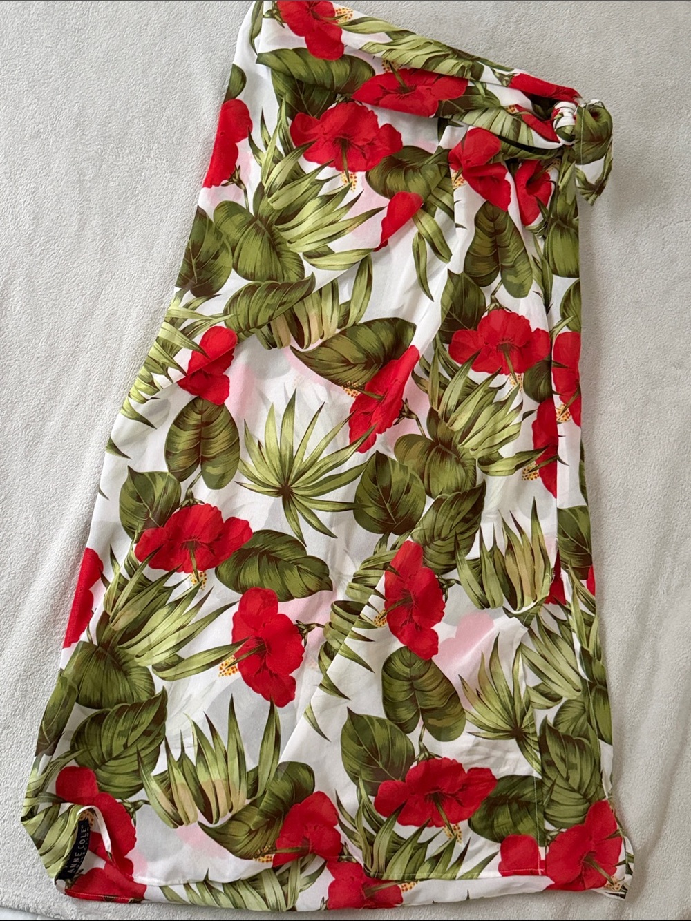 Anne Cole Red & Green Tropical Hibiscus Swim Sarong